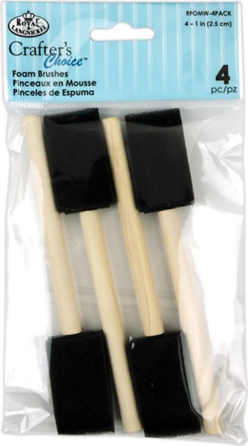 WOOD HAND FOAM BRUSH SET OF 4  1INCH